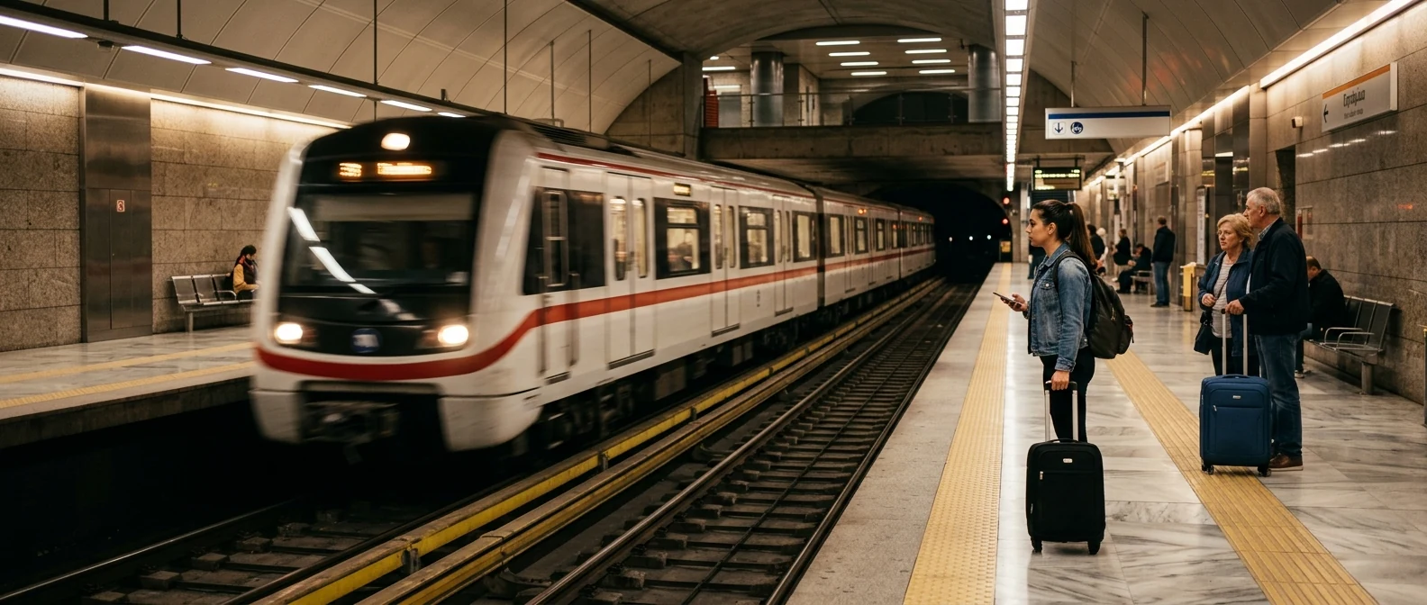 Συρμός μετρό Γραμμής 3 στον σταθμό Αεροδρομίου
