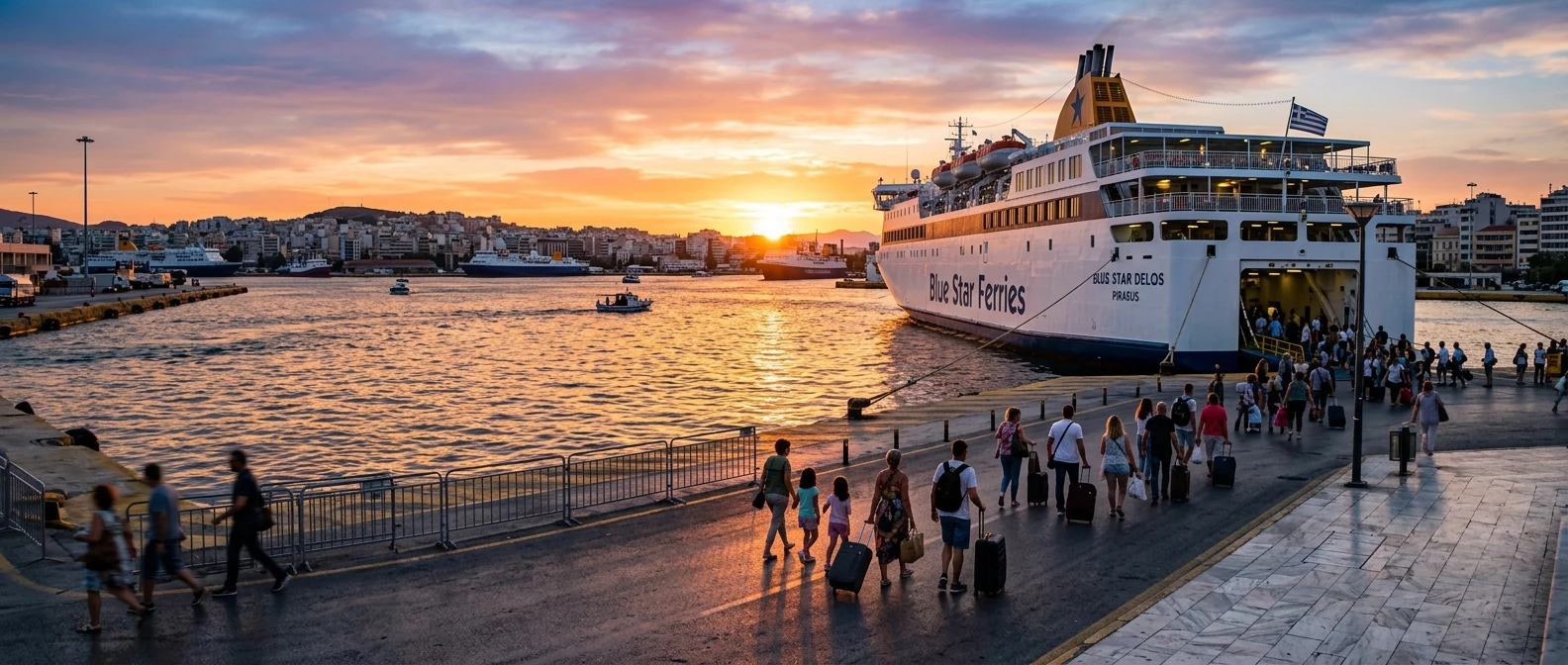 Λιμάνι Πειραιά με αραγμένα πλοία της γραμμής